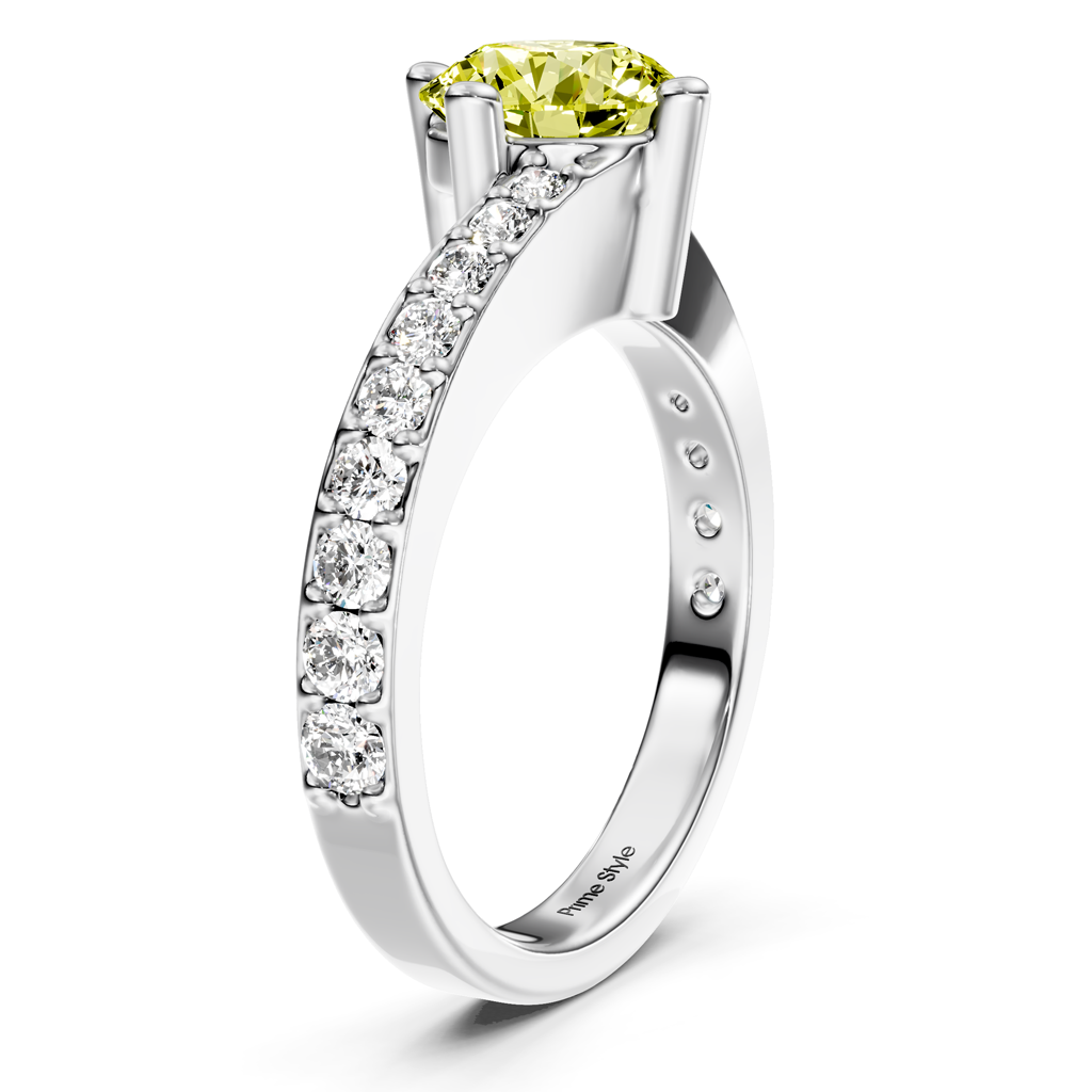 1.35-4.35 CT Round Cut Fancy Yellow Diamonds - Engagement Ring