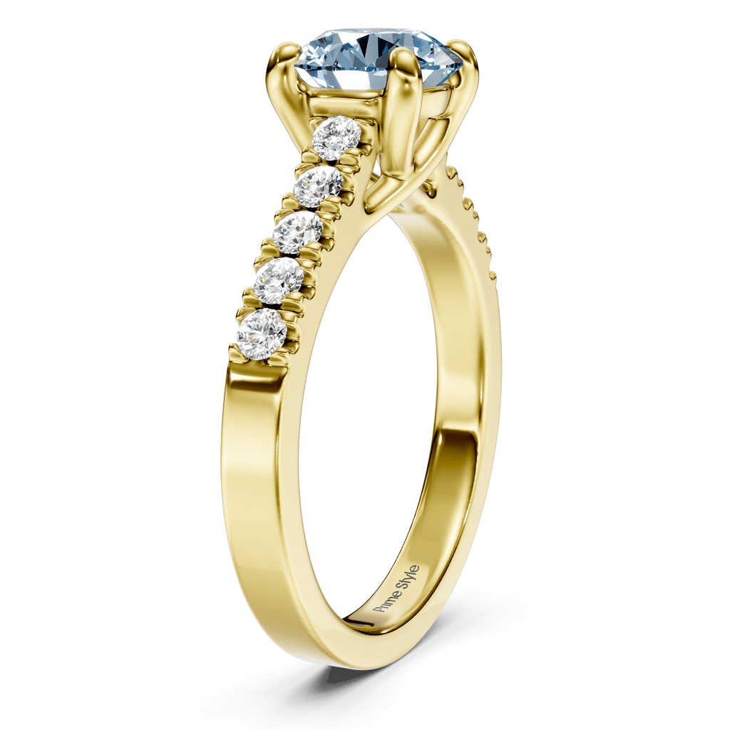 1.25 - 4.25 CT Round Cut Fancy Blue Diamonds - Engagement Ring - Primestyle.com
