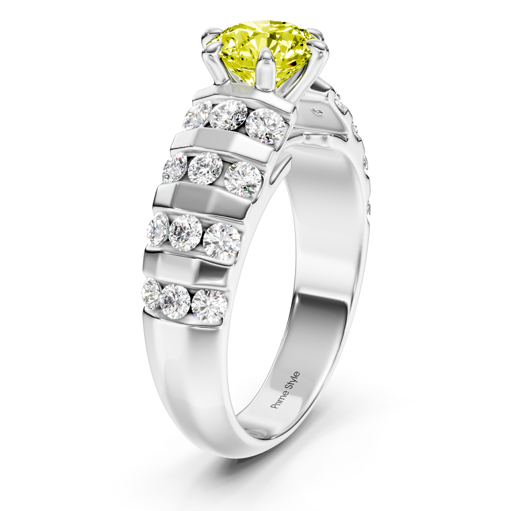 1.75-4.75 CT Round Cut Fancy Yellow Diamonds - Engagement Ring