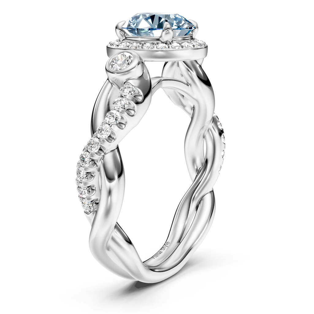 1.70-4.70 CT Princess &amp; Round Cut Fancy Blue Diamonds - Engagement Ring