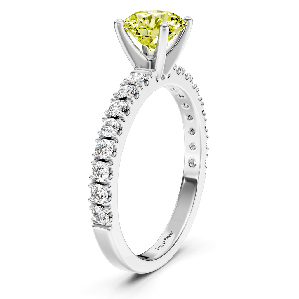 1.40-4.40 CT Round Cut Fancy Yellow Diamonds - Engagement Ring