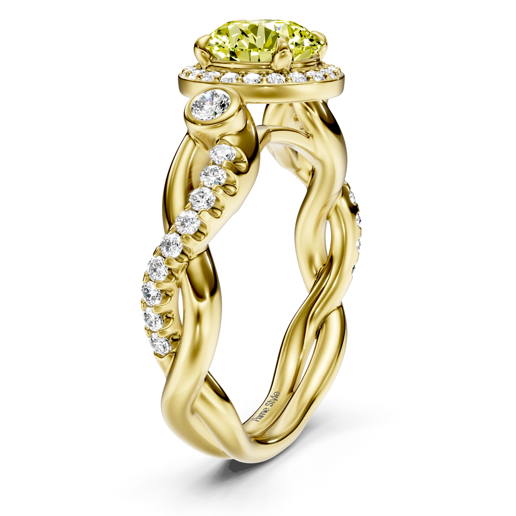 1.47-4.47 CT Round Cut Fancy Yellow Diamonds - Engagement Ring