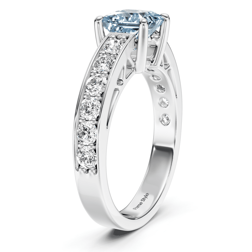 1.50 - 4.50 CT Princess &amp; Round Cut Fancy Blue Diamonds - Engagement Ring - Primestyle.com