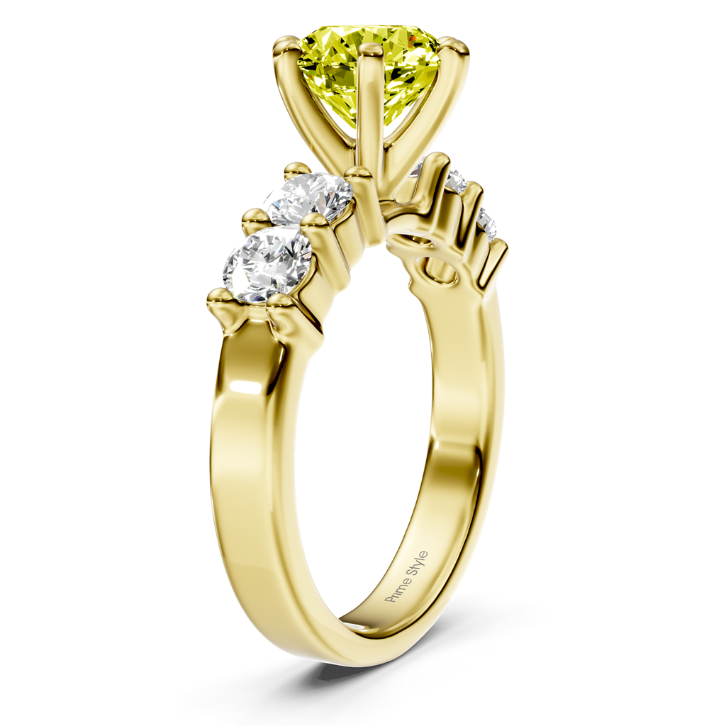 1.60-4.60 CT Round Cut Fancy Yellow Diamonds - Engagement Ring