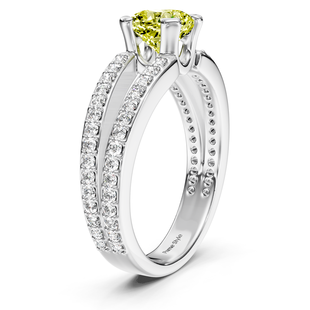 1.50-4.50 CT Cushion &amp; Round Cut Fancy Yellow Diamonds - Engagement Ring