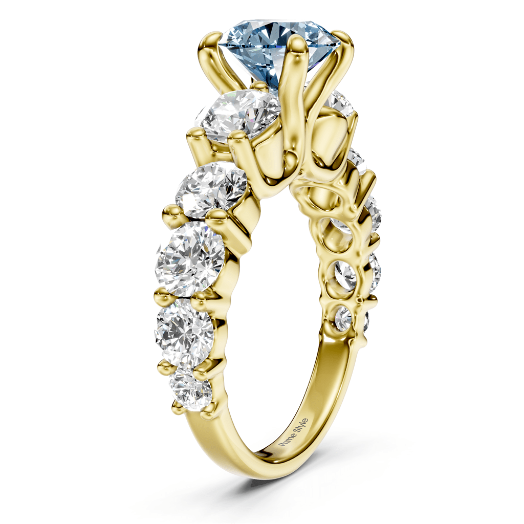 3.50-6.50 CT Round Cut Fancy Blue Diamonds - Engagement Ring