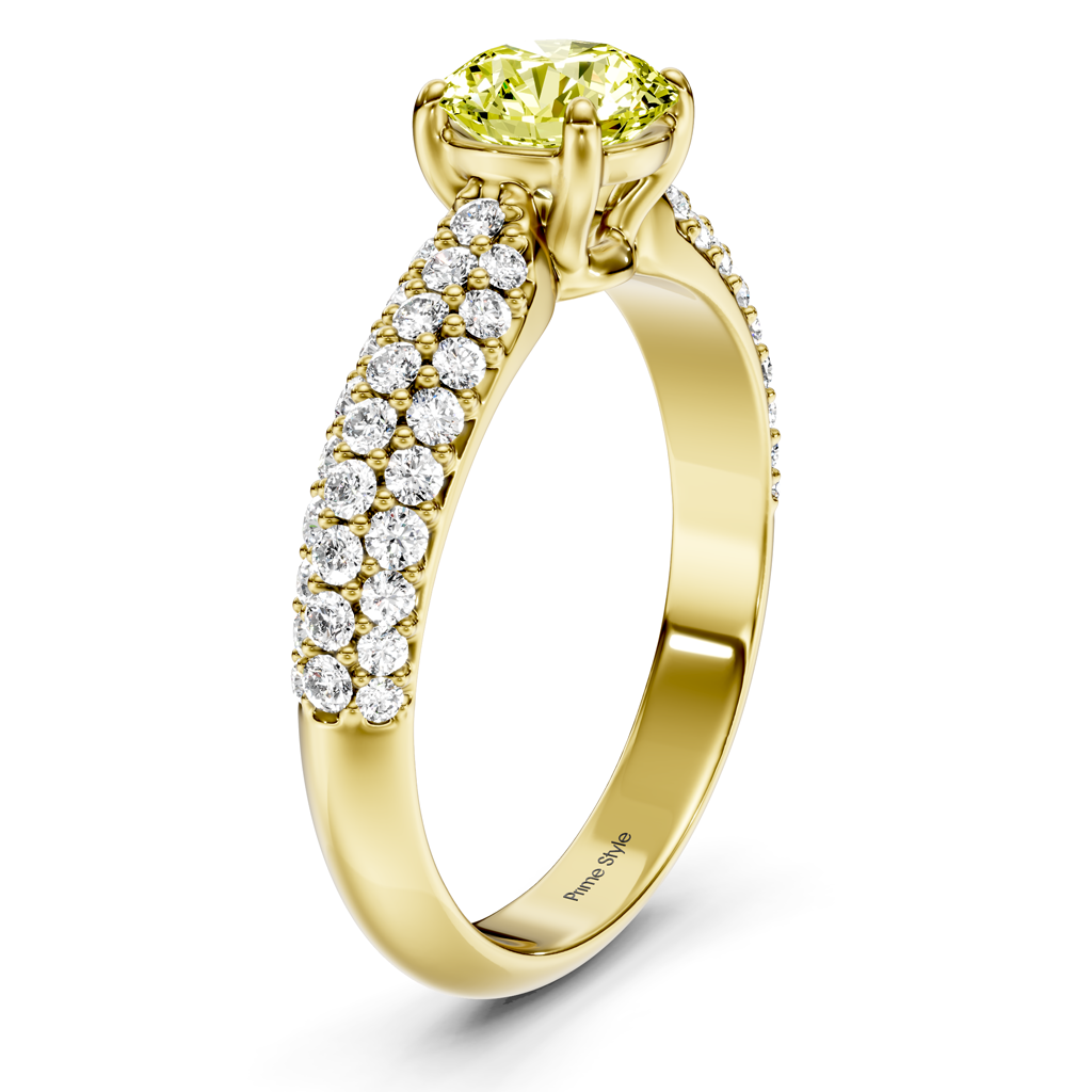 1.50-4.50 CT Round Cut Fancy Yellow Diamonds - Engagement Ring