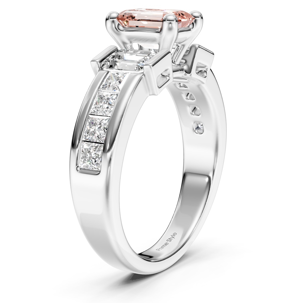 2.30-5.30 CT Emerald &amp; Princess Cut Fancy Pink Diamonds - Engagement Ring