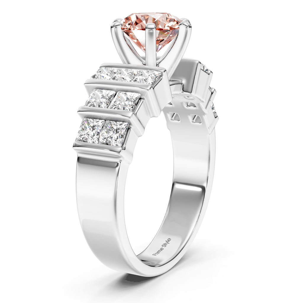 2.20-5.20 CT Princess &amp; Round Cut Fancy Pink Diamonds - Engagement Ring