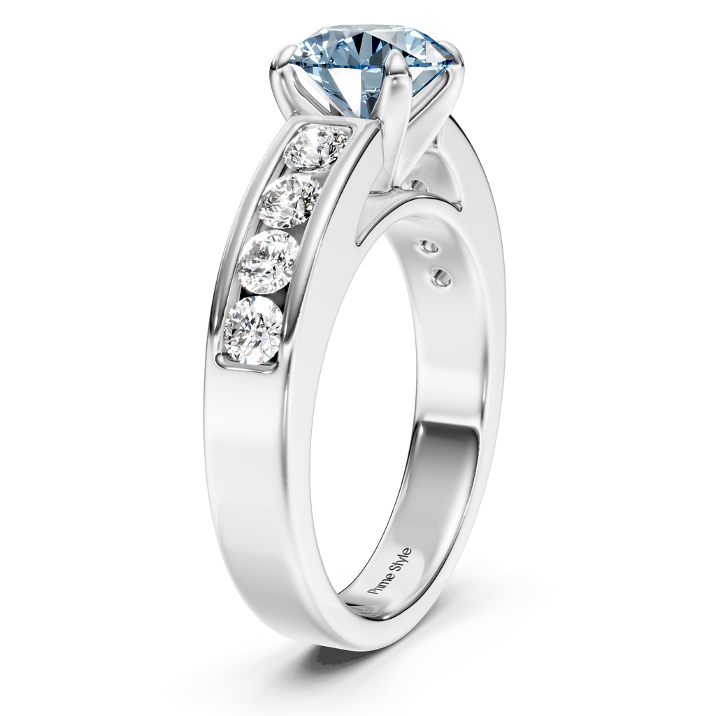 1.45-4.45 CT Round Cut Fancy Blue Diamonds - Engagement Ring