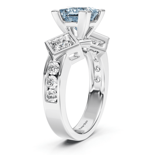 2.20 - 5.20 CT Princess & Round Cut Fancy Blue Diamonds - Engagement Ring - Primestyle.com