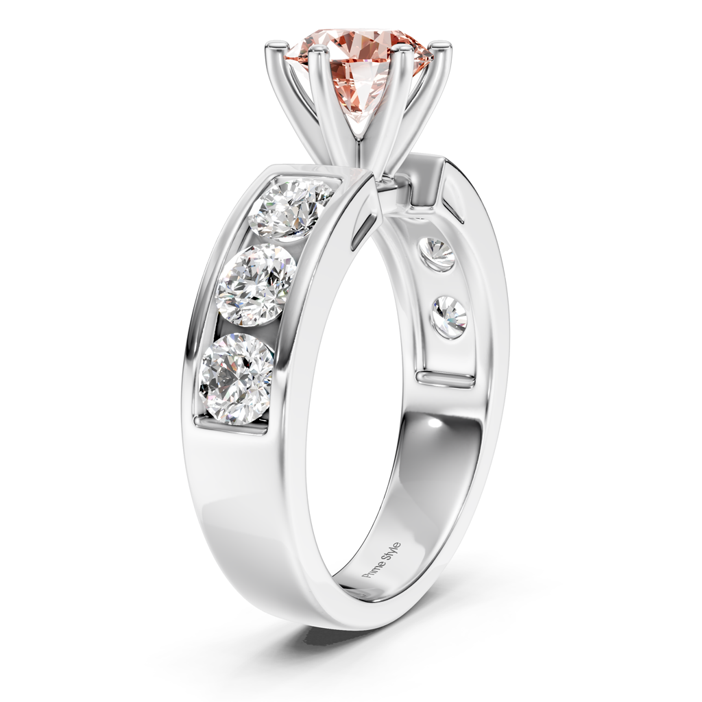 2.50-5.50 CT Round Cut Fancy Pink Diamonds - Engagement Ring