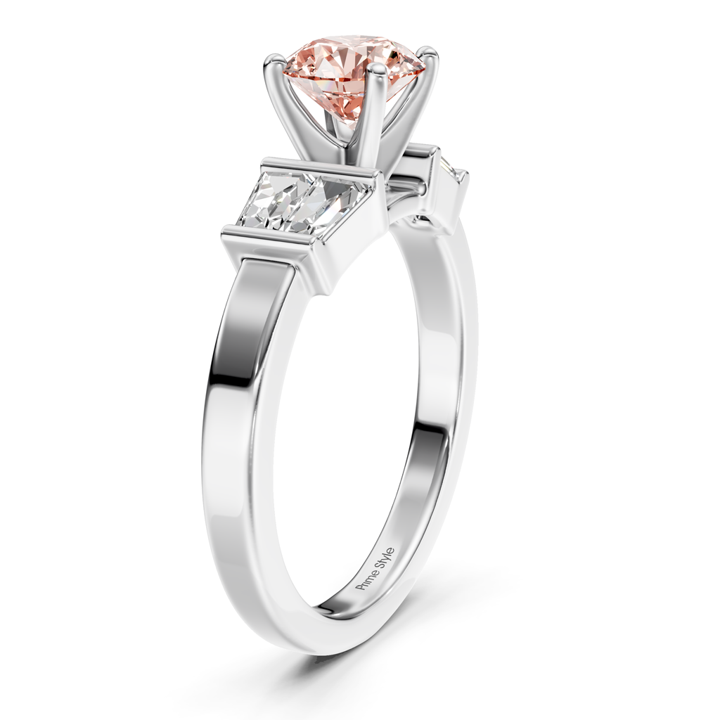 1.40-4.40 CT Round &amp; Taper Cut Fancy Pink Diamonds - Engagement Ring