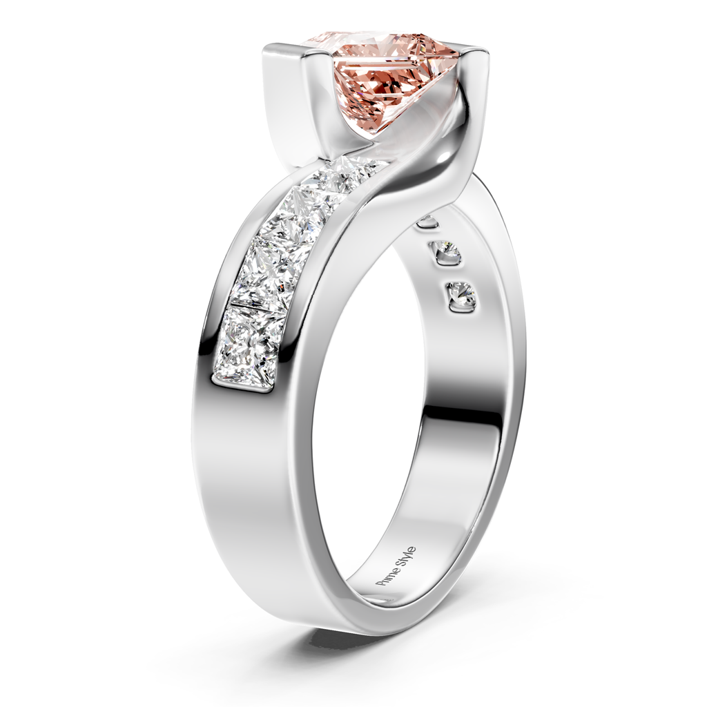 2.60-5.60 CT Princess Cut Fancy Pink Diamonds - Engagement Ring