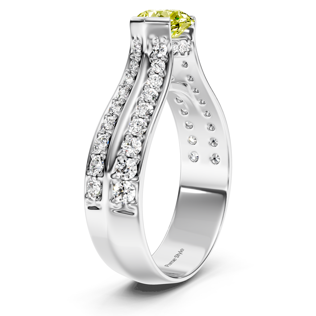 1.65-4.65 CT Round Cut Fancy Yellow Diamonds - Engagement Ring