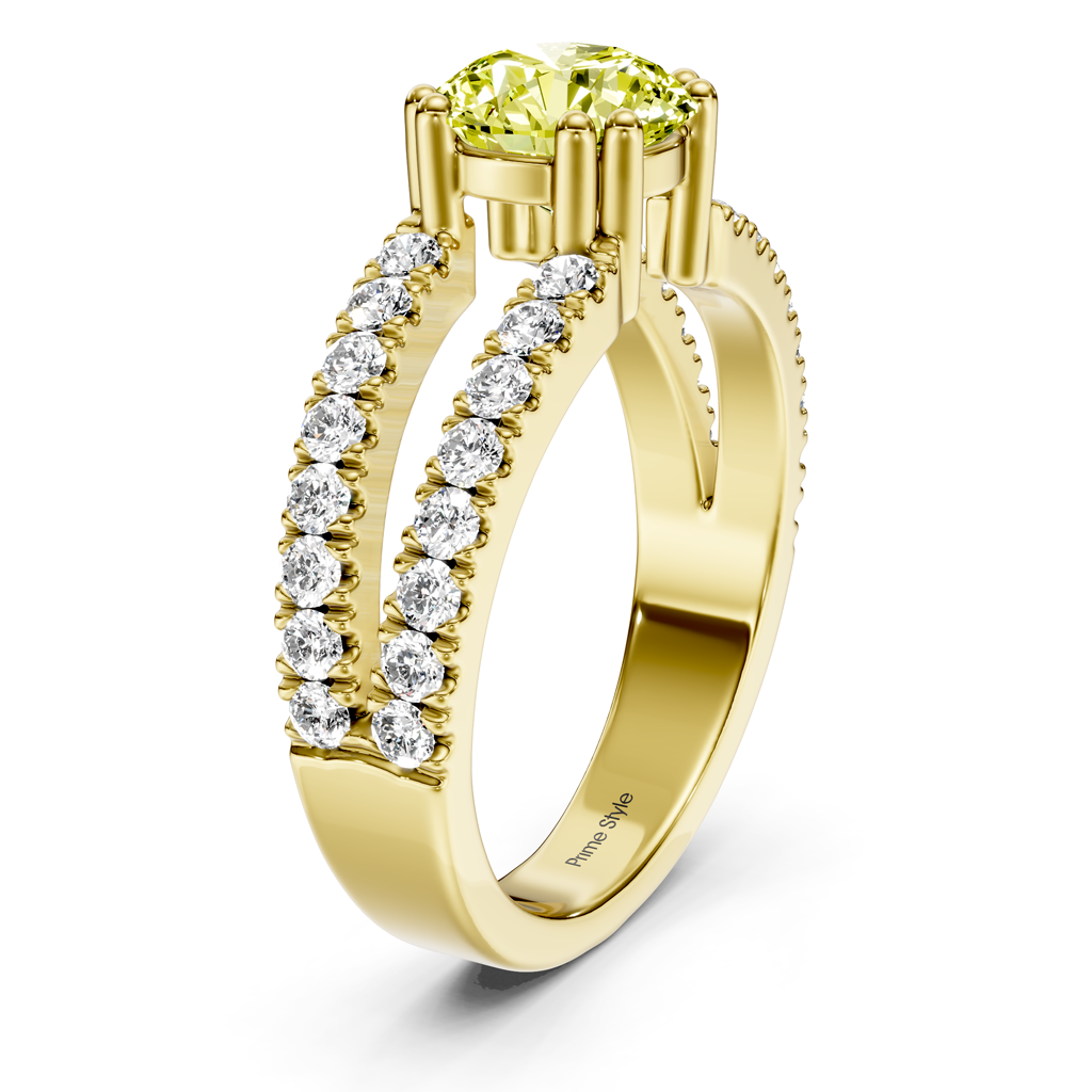 1.70-4.70 CT Round Cut Fancy Yellow Diamonds - Engagement Ring