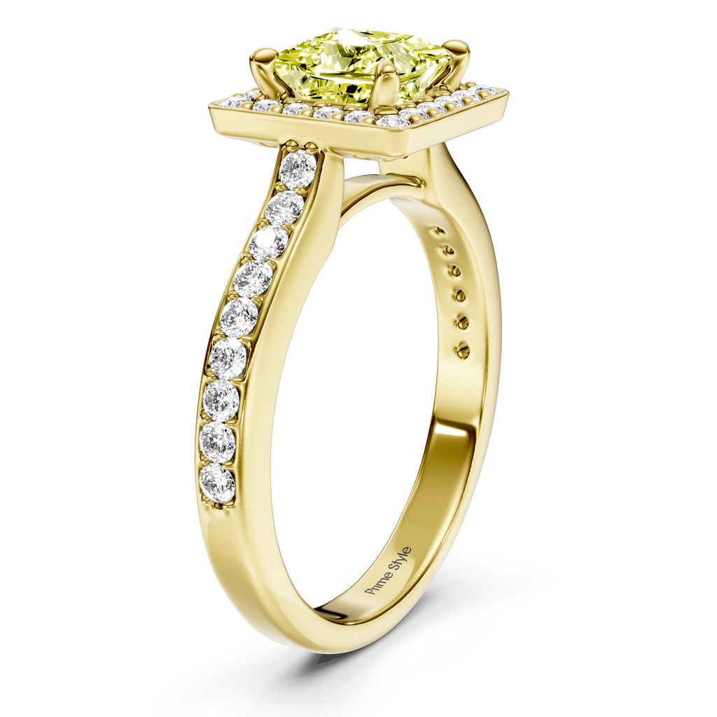1.40-4.40 CT Princess &amp; Round Cut Fancy Yellow Diamonds - Engagement Ring
