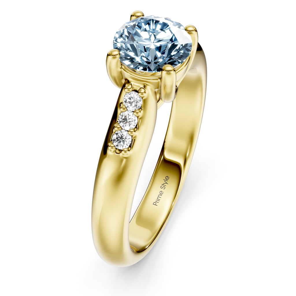 1.10-4.10 CT Round Cut Fancy Blue Diamonds - Engagement Ring