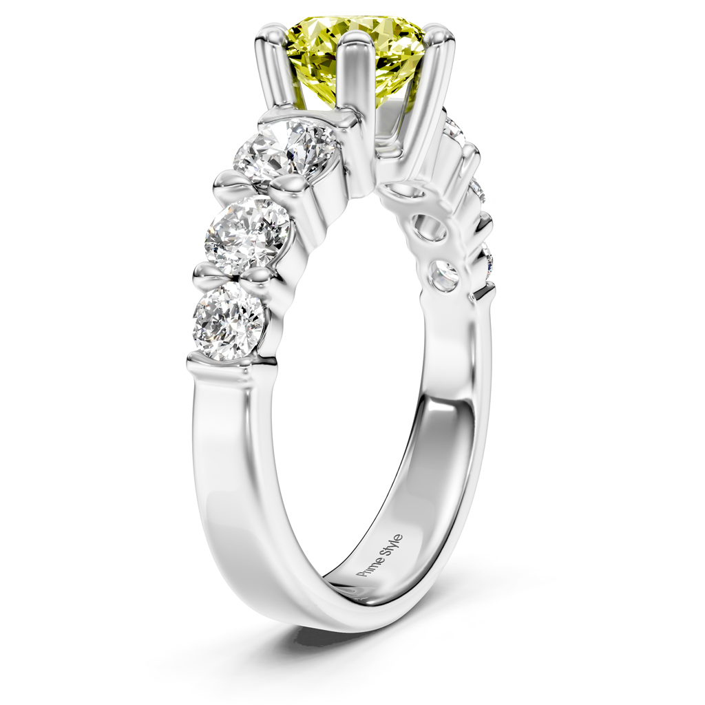 2.05-5.05 CT Round Cut Fancy Yellow Diamonds - Engagement Ring