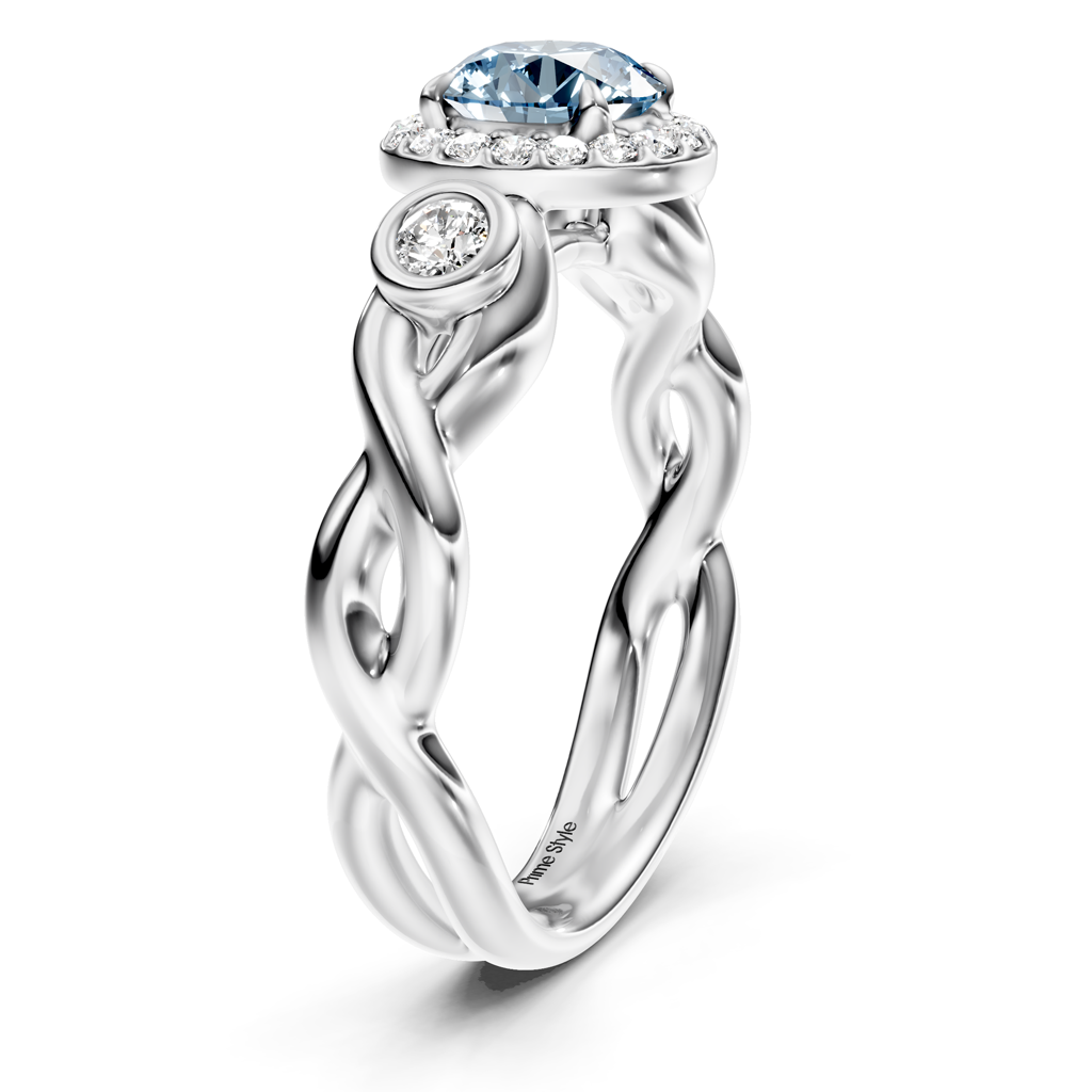 1.27-4.27 CT Round Cut Fancy Blue Diamonds - Engagement Ring