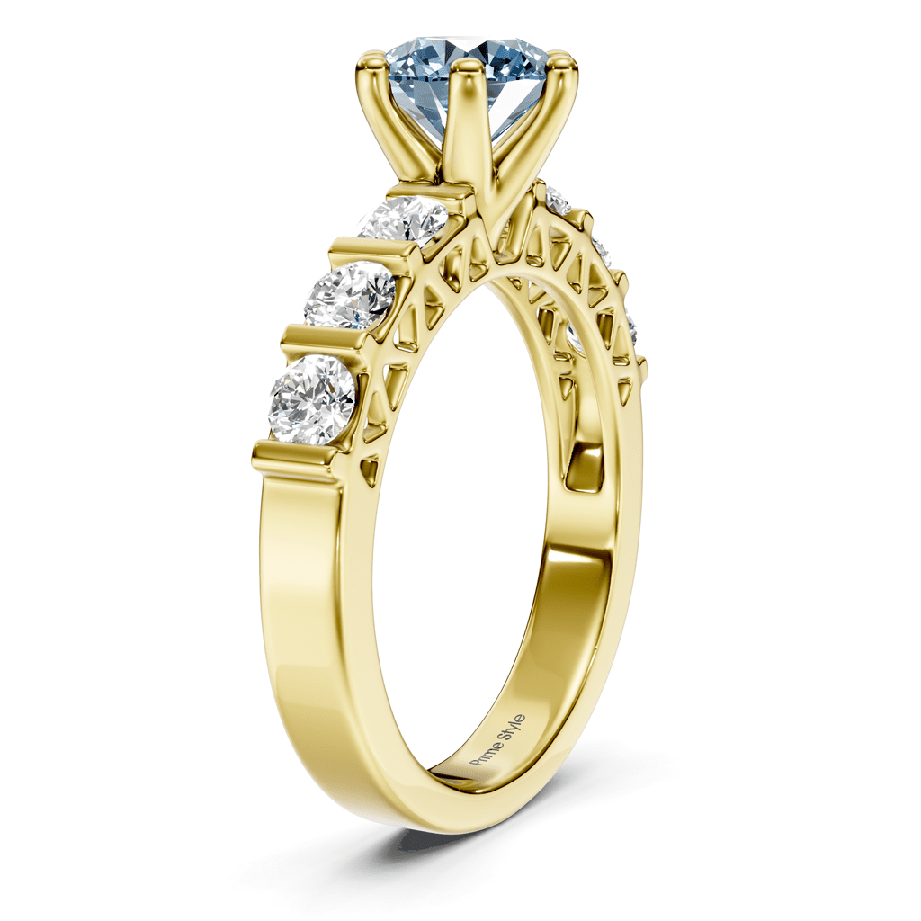 1.60 - 4.60 CT Round Cut Fancy Blue Diamonds - Engagement Ring - Primestyle.com