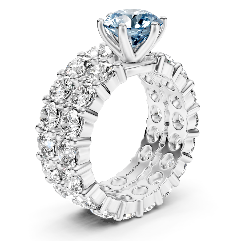 6.30-9.30 CT Round Cut Fancy Blue Diamonds - Bridal Set