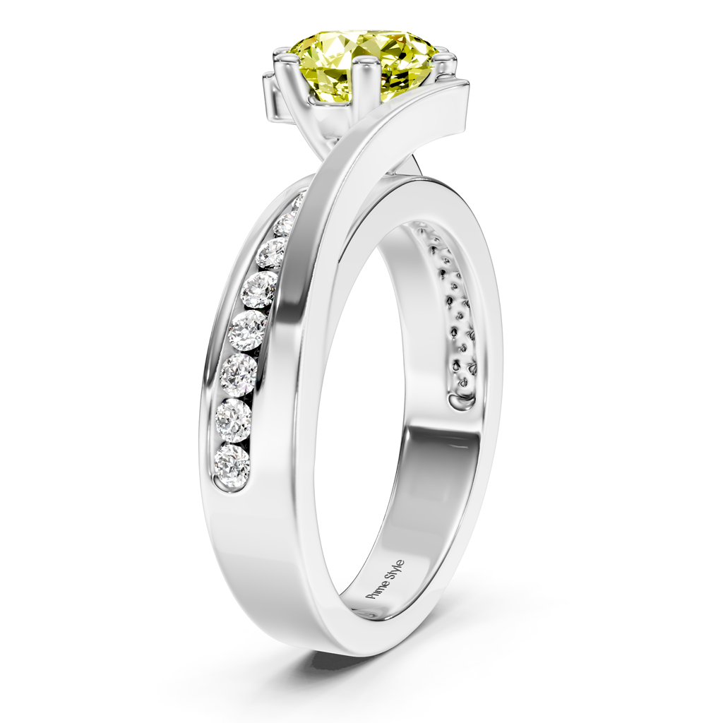 1.35-4.35 CT Round Cut Fancy Yellow Diamonds - Engagement Ring
