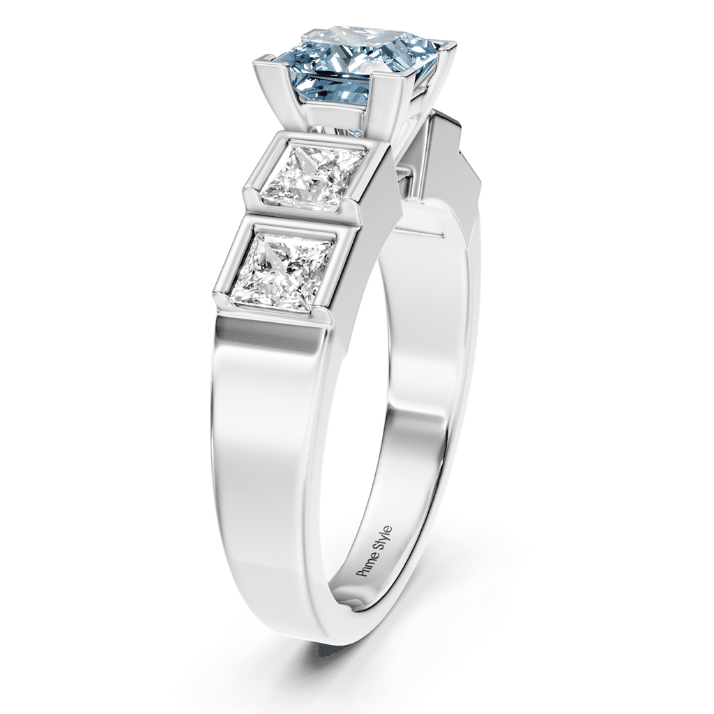 1.80-4.80 CT Princess Cut Fancy Blue Diamonds - Engagement Ring