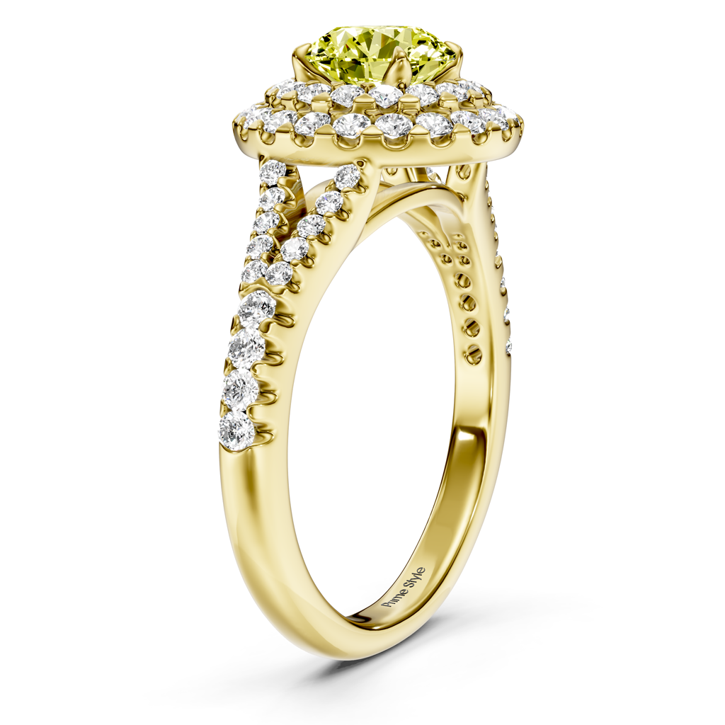 1.49-4.49 CT Round Cut Fancy Yellow Diamonds - Engagement Ring