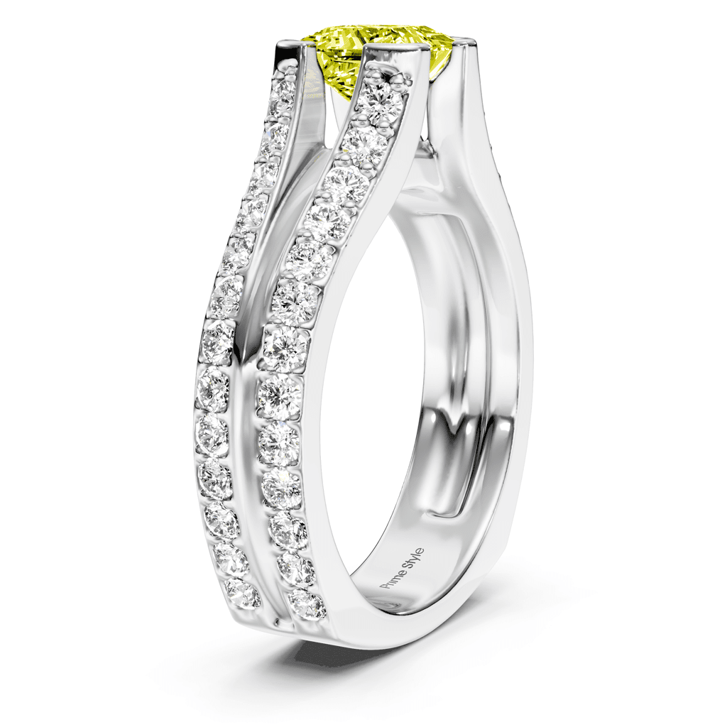 2.00 - 5.00 CT Princess &amp; Round Cut Fancy Yellow Diamonds - Engagement Ring - Primestyle.com