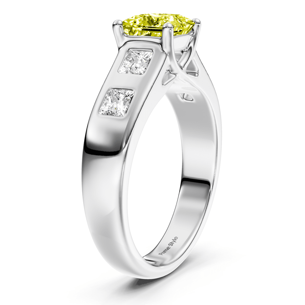 1.50 - 4.50 CT Princess Cut Fancy Yellow Diamonds - Engagement Ring - Primestyle.com