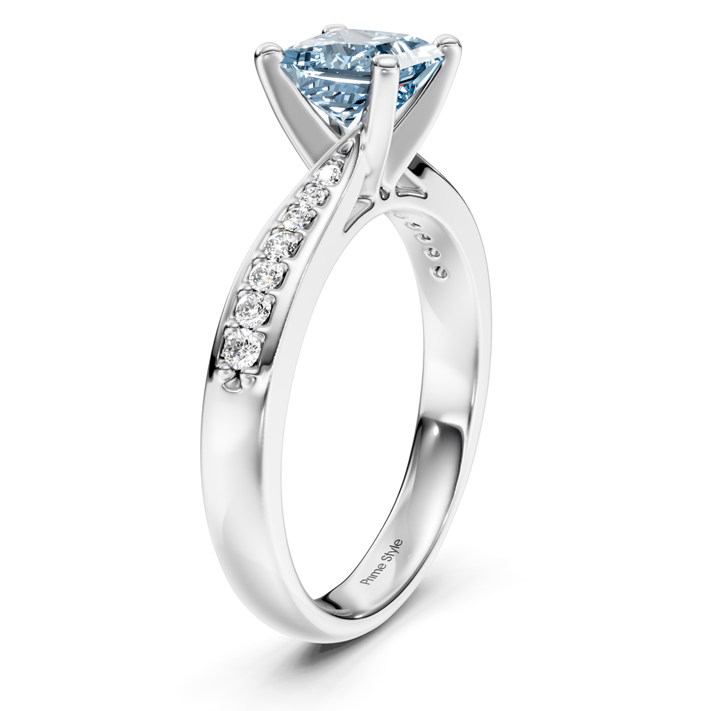 1.15-4.15 CT Princess &amp; Round Cut Fancy Blue Diamonds - Engagement Ring