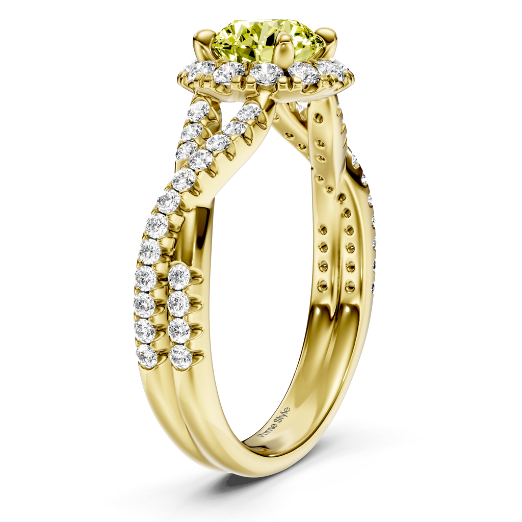 1.45-4.45 CT Round Cut Fancy Yellow Diamonds - Engagement Ring