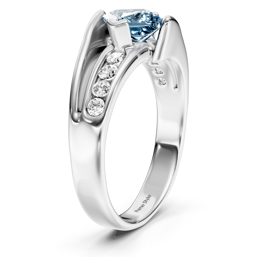 1.25-4.25 CT Princess &amp; Round Cut Fancy Blue Diamonds - Engagement Ring