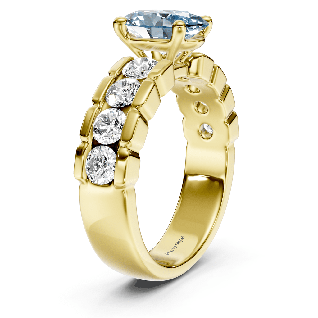 2.05-5.05 CT Oval & Round Cut Fancy Blue Diamonds - Engagement Ring