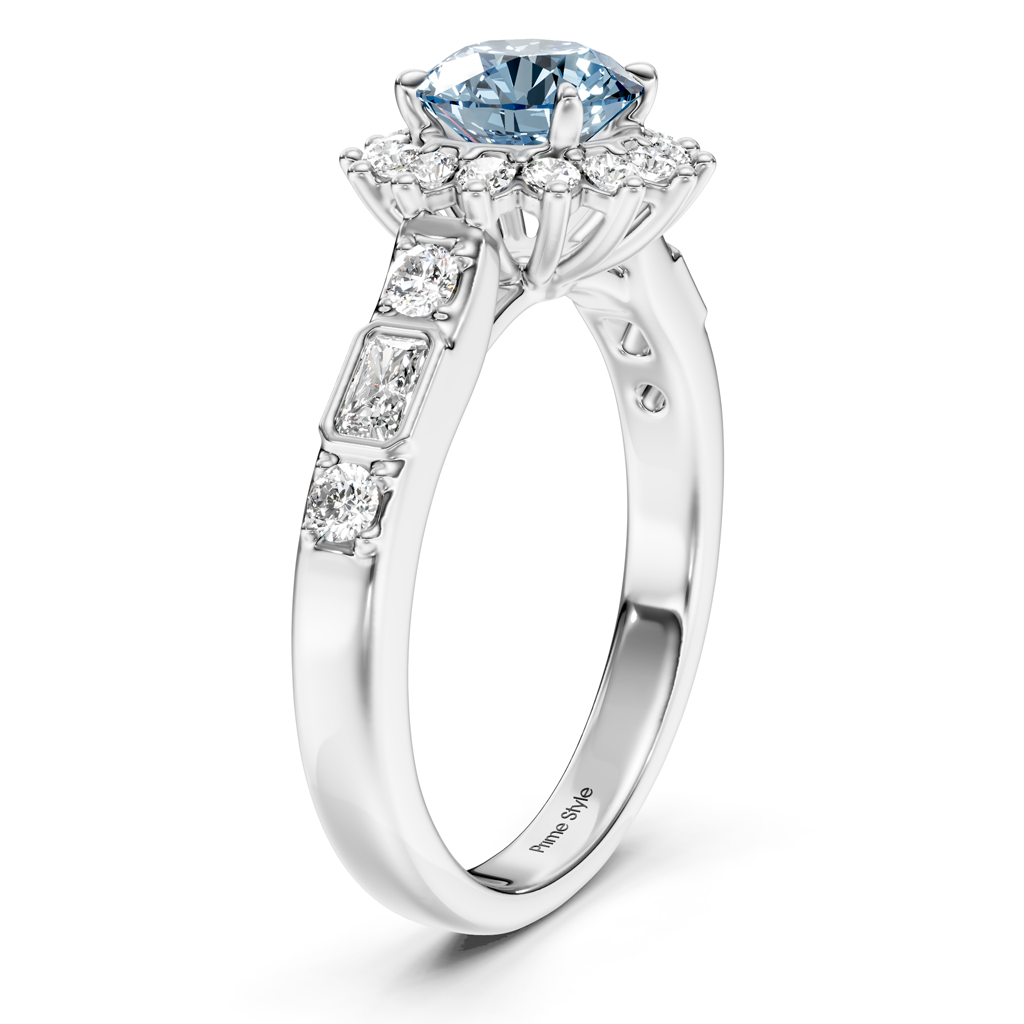 1.57-4.57 CT Radiant &amp; Round Cut Fancy Blue Diamonds - Engagement Ring