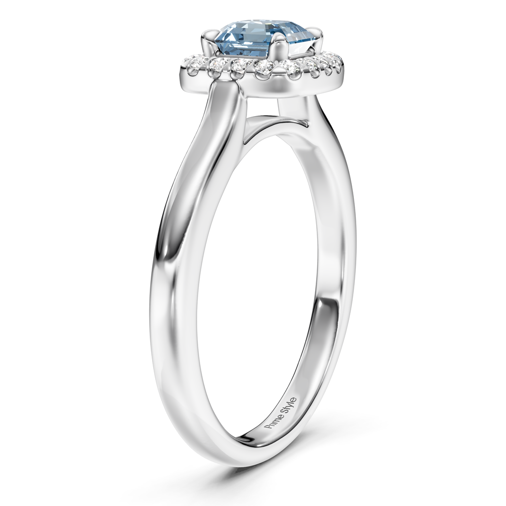 1.15-4.15 CT Ascher &amp; Round Cut Fancy Blue Diamonds - Engagement Ring