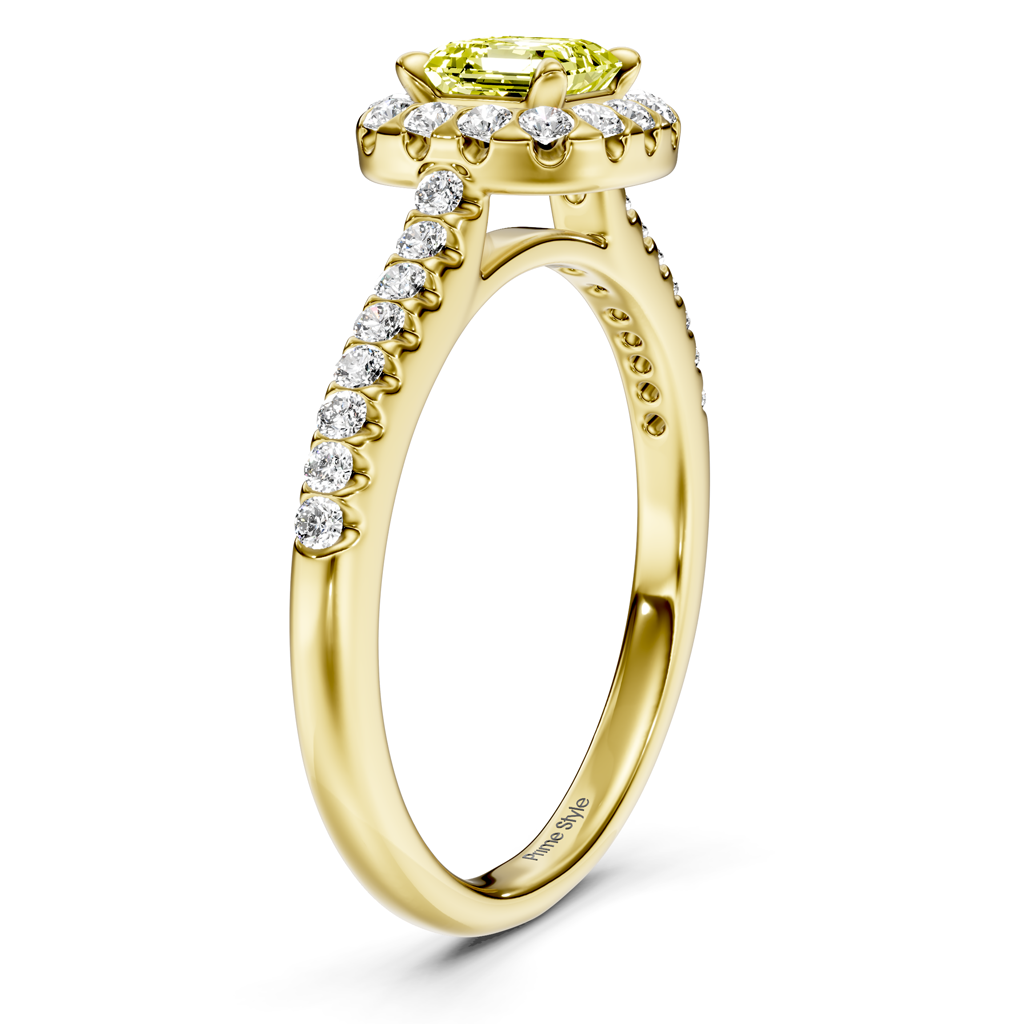 1.35-4.35 CT Ascher &amp; Round Cut Fancy Yellow Diamonds - Engagement Ring