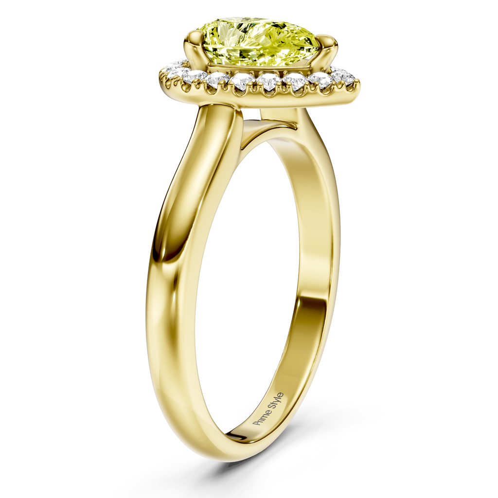 1.20-4.20 CT Pear &amp; Round Cut Fancy Yellow Diamonds - Engagement Ring