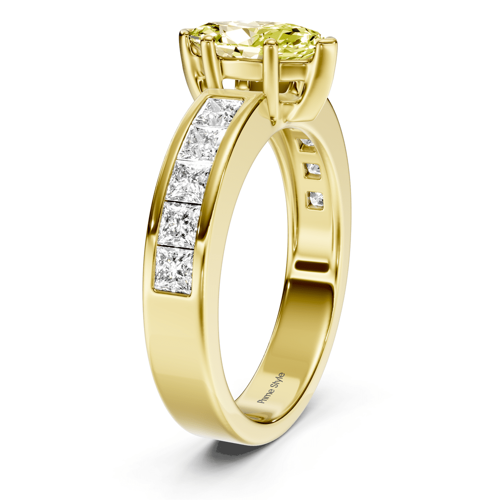 1.90 - 4.90 CT Princess Cut Fancy Yellow Diamonds - Engagement Ring - Primestyle.com