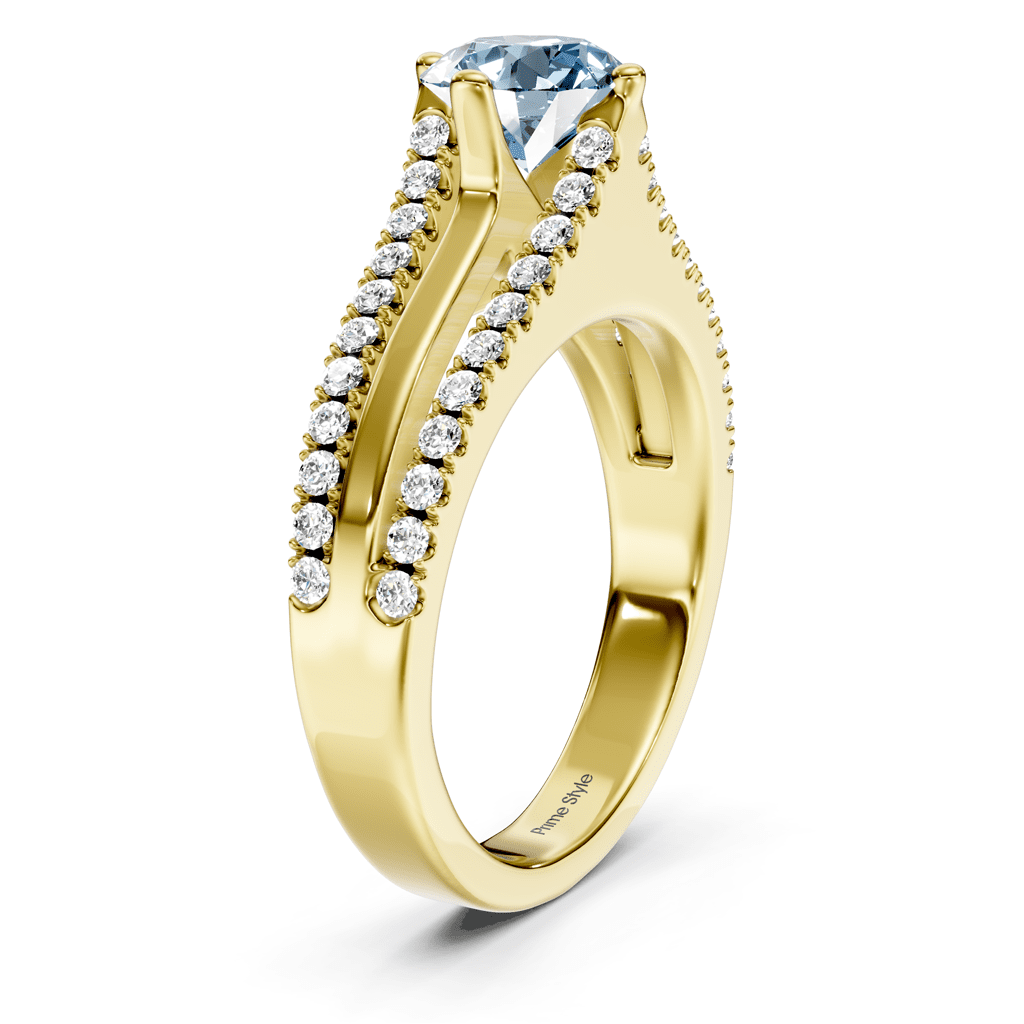 1.45-4.45 CT Round Cut Fancy Blue Diamonds - Engagement Ring