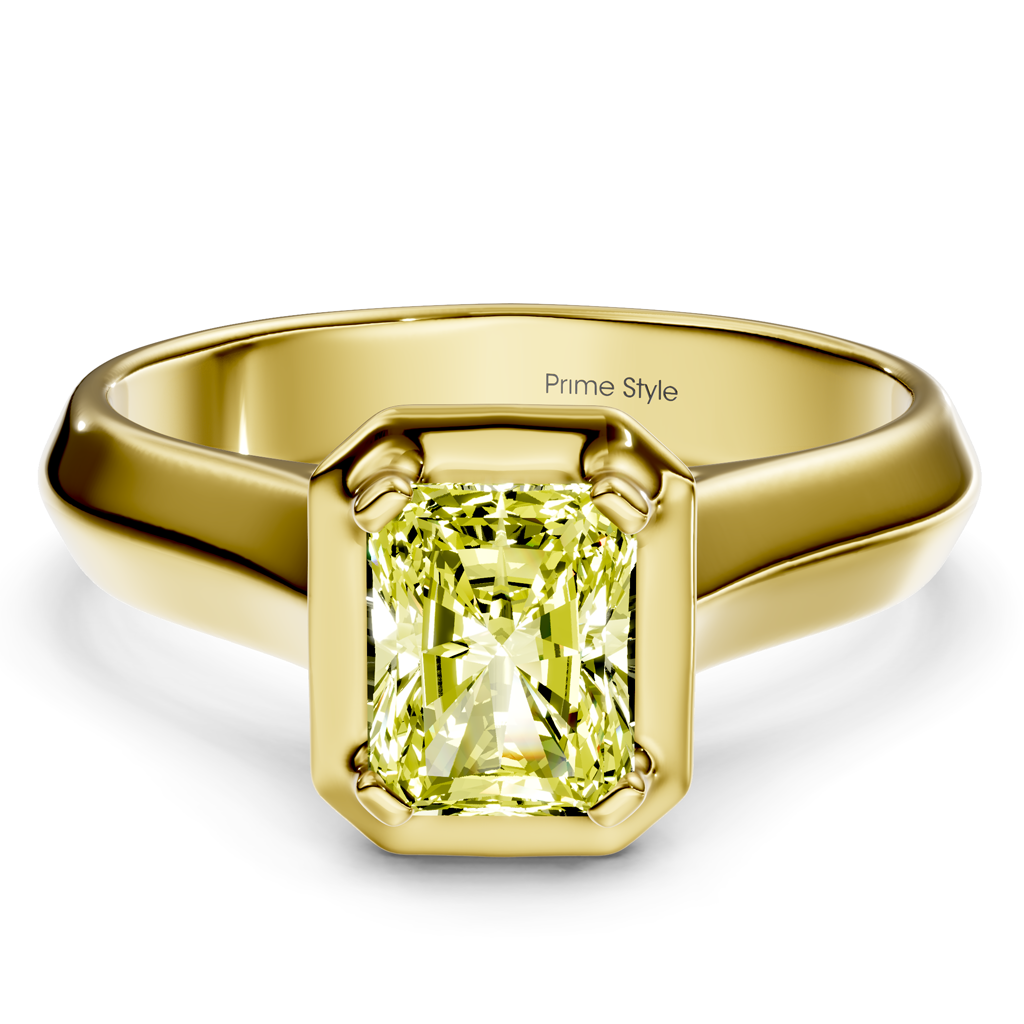 1.02-4.02 CT Radiant &amp; Round Cut Fancy Yellow Diamonds - Engagement Ring