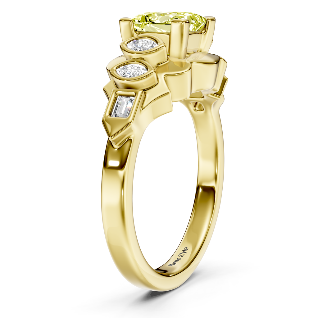 1.25-4.25 CT Baguette &amp; Marquise &amp; Princess Cut Fancy Yellow Diamonds - Engagement Ring
