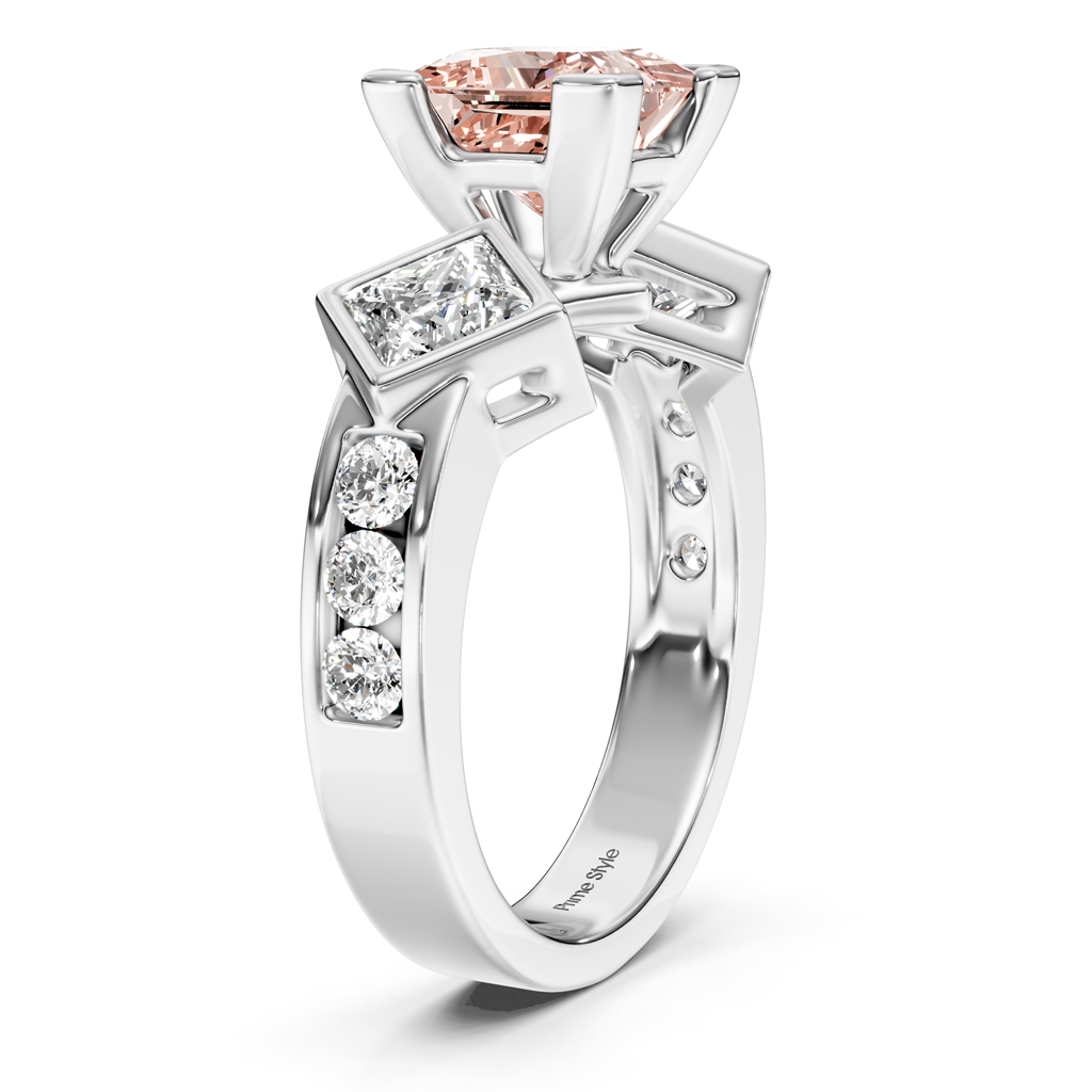 2.20-5.20 CT Princess &amp; Round Cut Fancy Pink Diamonds - Engagement Ring