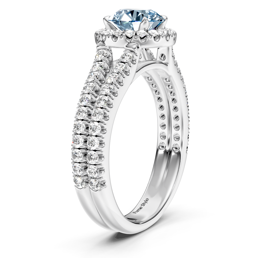 1.60-4.60 CT Round Cut Fancy Blue Diamonds - Engagement Ring