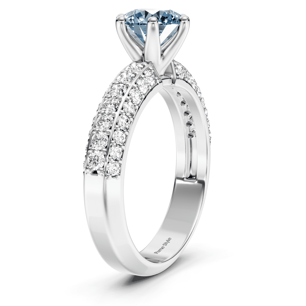1.60 - 4.60 CT Round Cut Fancy Blue Diamonds - Engagement Ring - Primestyle.com