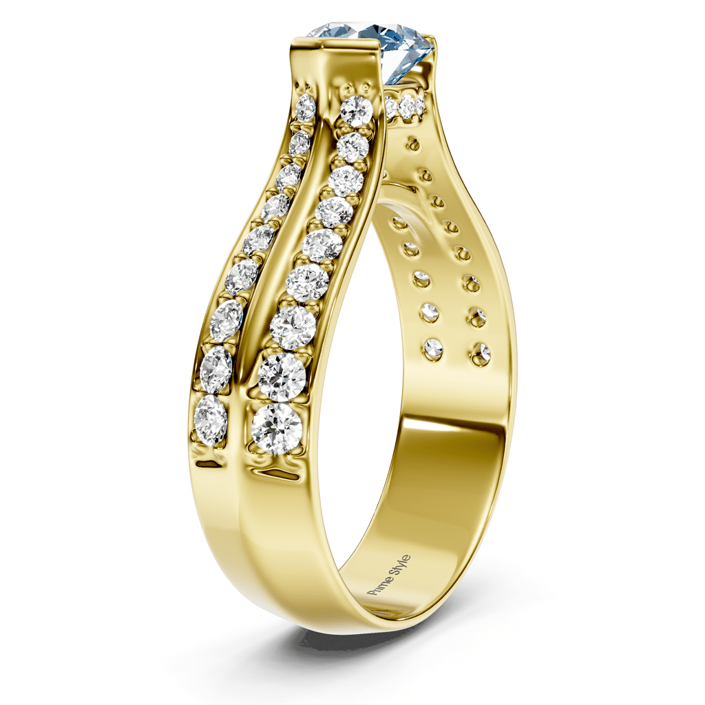1.65 - 4.65 CT Round Cut Fancy Blue Diamonds - Engagement Ring - Primestyle.com