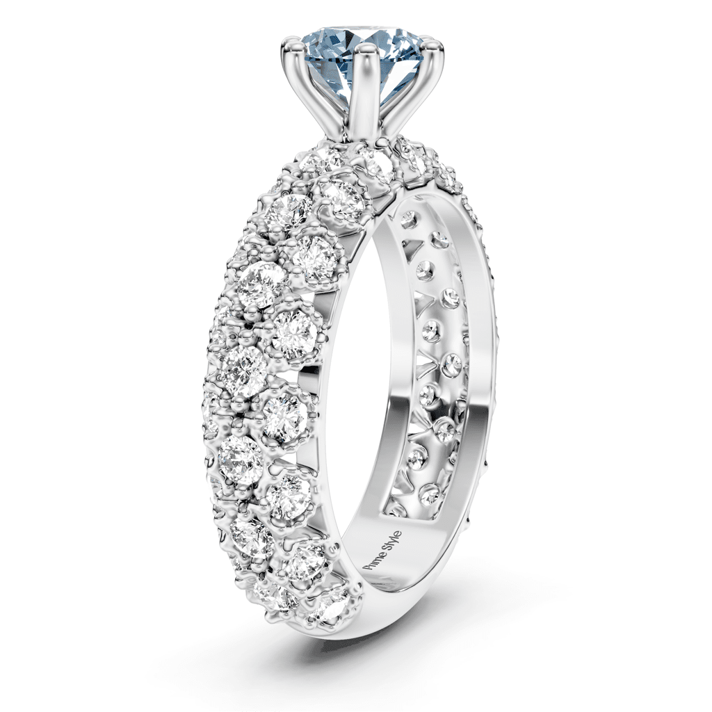 2.50-5.50 CT Round Cut Fancy Blue Diamonds - Engagement Ring