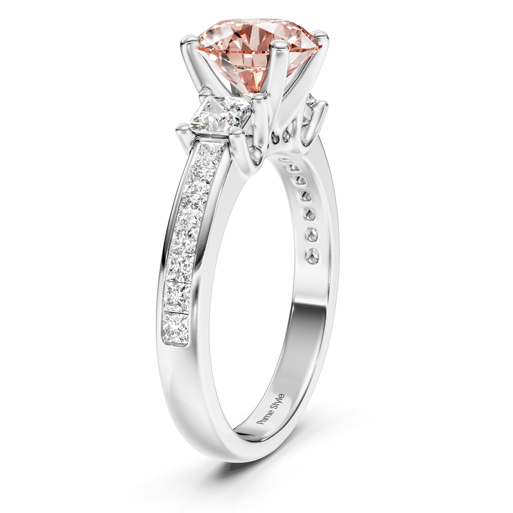 1.75-4.75 CT Princess &amp; Round Cut Fancy Pink Diamonds - Engagement Ring