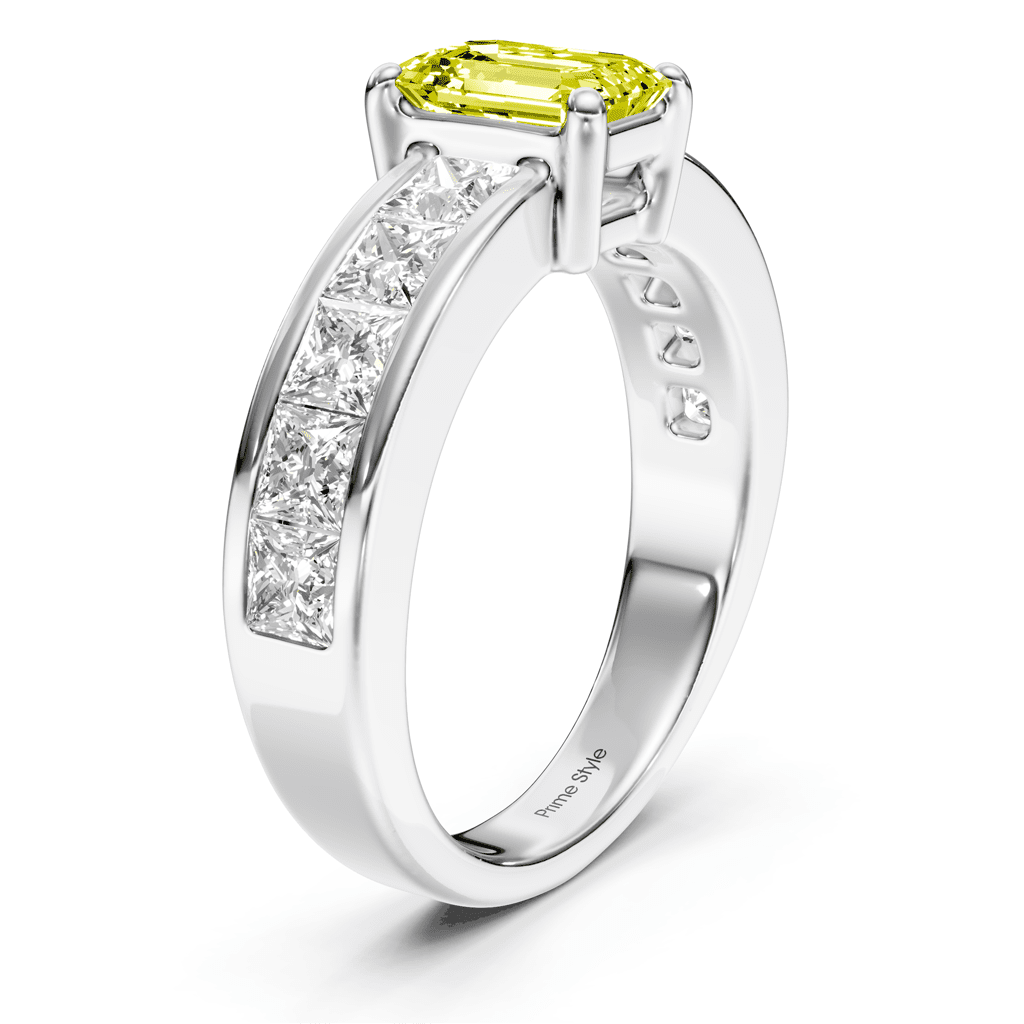 2.50-5.50 CT Emerald & Princess Cut Fancy Yellow Diamonds - Engagement Ring